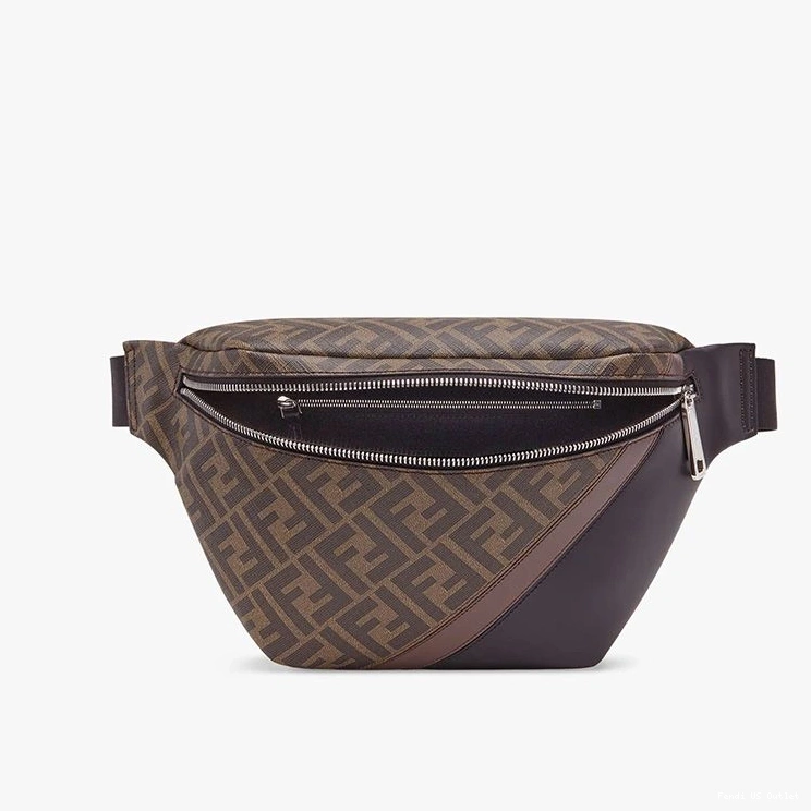 Affordable HOT FF Fabric Brown Belt Bag Fendi In Motif Coffee 0823